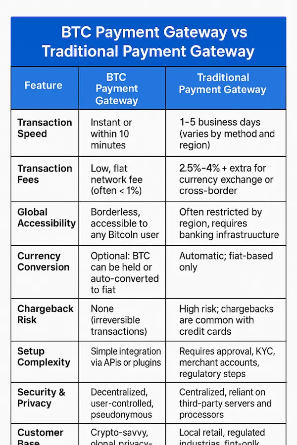 BTC Payment Gateway vs Traditional Payment Gateway