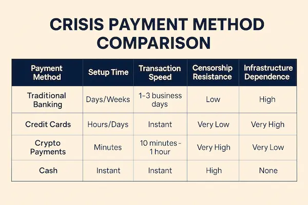 Crisis Payment Method Comparison