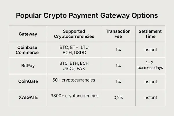 Popular Crypto Payment Gateway Options