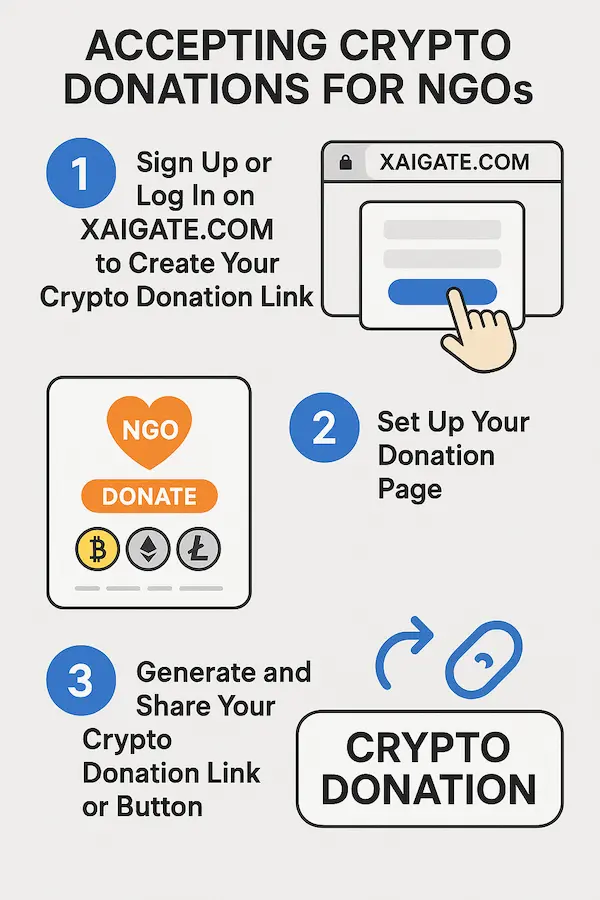 Step-by-step guide to accepting crypto donations for NGOs
