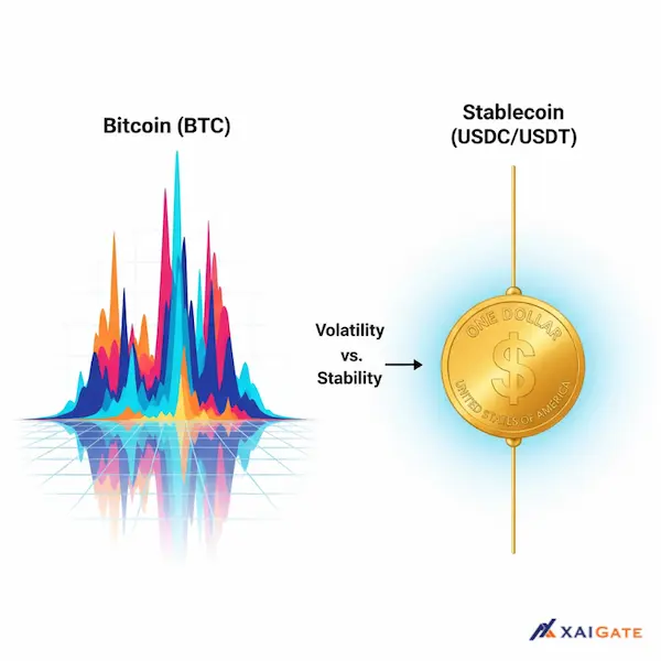 How accepting stablecoins provides a stable payment alternative, in stark contrast to the volatility of other cryptocurrencies like Bitcoin.