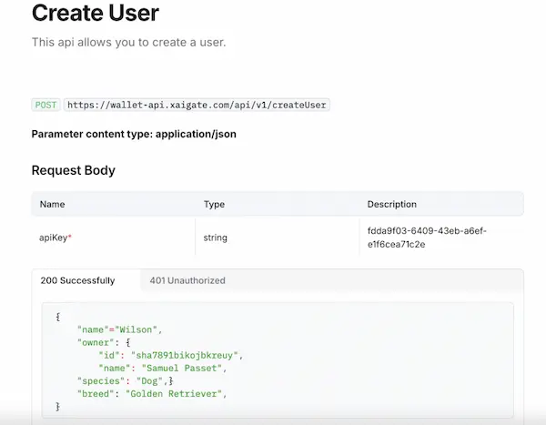 api create user
