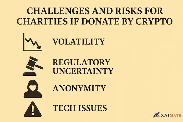 challenges and risks for charities if donate by crypto