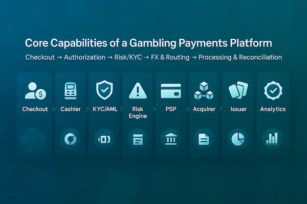 Core Capabilities of a Gambling Payments Platform (Checkout → Settlement)