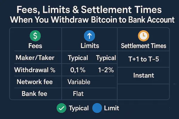 Fees, Limits & Settlement Times When You Withdraw Bitcoin to Bank Account