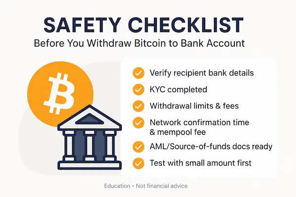 Safety Checklist Before You Withdraw Bitcoin to bank account