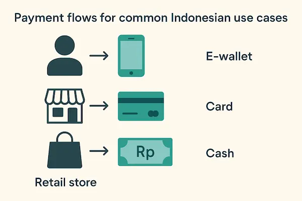 Payment flows for common Indonesian use cases