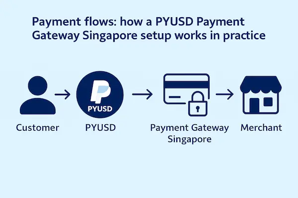 Payment flows how a PYUSD Payment Gateway Singapore setup works in practice