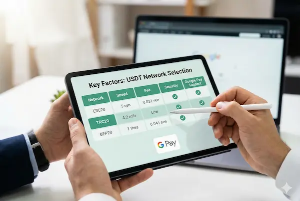 Choosing the Best Network When You Buy USDT with Google Pay (ERC20, TRC20, Others) 4 Key Factors When You Choose The Best Network For USDT Google Pay