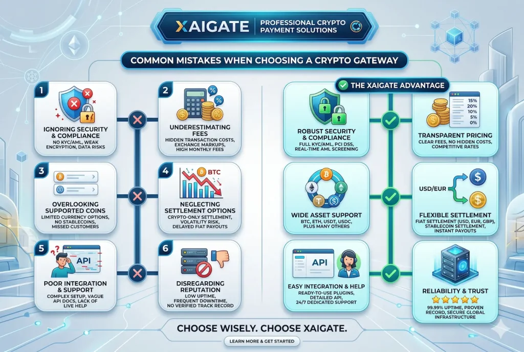 Common mistakes when choosing a crypto gateway