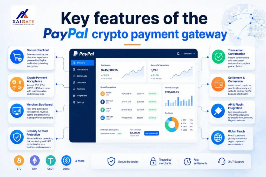 Key features of the PayPal crypto payment gateway for merchants