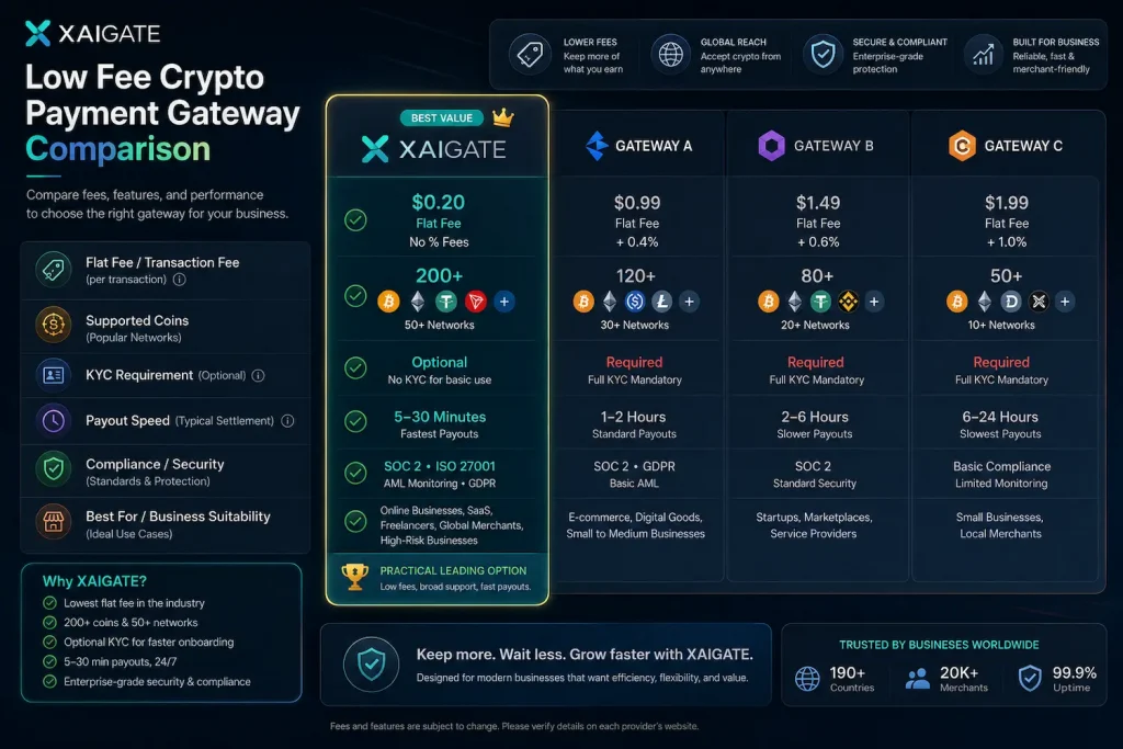 Low Fee Crypto Payment Gateway Comparison