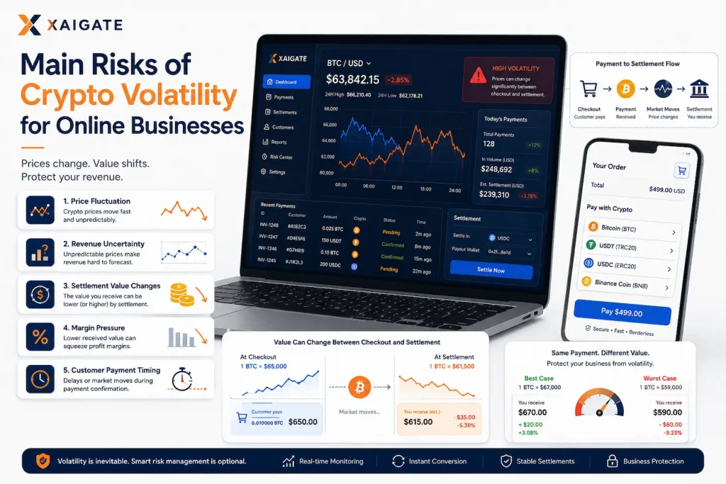 Payment Gateway Crypto Volatility: What Merchants Need to Know Before Accepting Crypto 2 Main Risks of Crypto Volatility for Online Businesses