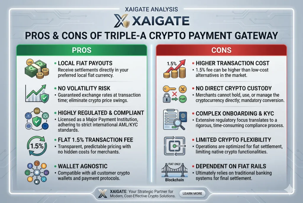 Triple-A Crypto Payment Gateway Review 2026: Features, Fees, and Business Use Cases 4 Pros and Cons of Triple-A Crypto Payment Gateway