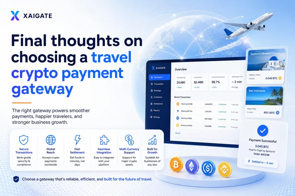 XAIGATE travel crypto payment gateway for secure global travel payments