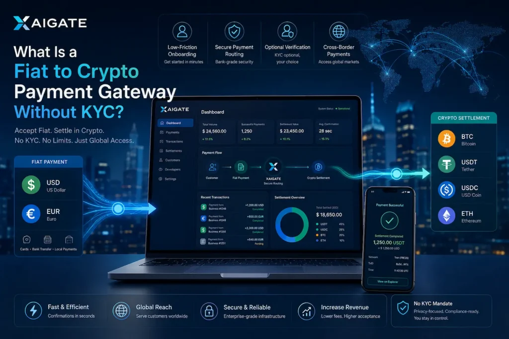 What Is a Fiat to Crypto Payment Gateway Without KYC?