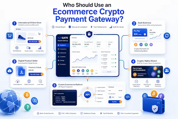 Ecommerce Crypto Payment Gateway: How Online Stores Can Accept Crypto Without Slowing Checkout 5 Businesses that should use ecommerce crypto payment gateway