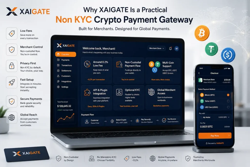 Best Non KYC Crypto Payment Gateway for Global Businesses 6 Why XAIGATE Is a Practical Non KYC Crypto Payment Gateway