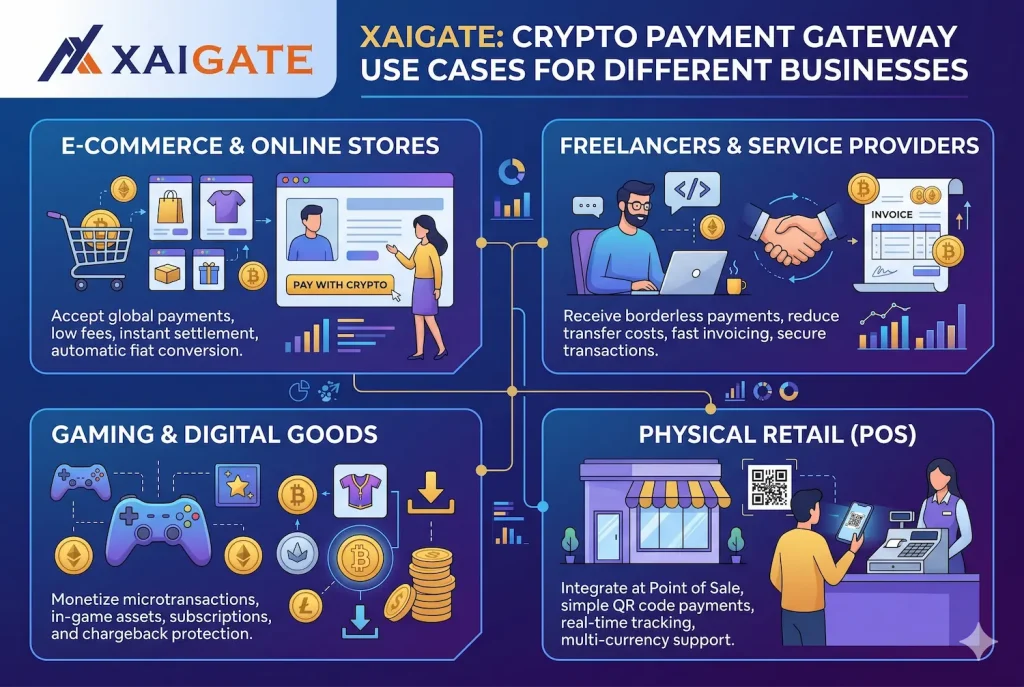 XAIGATE crypto payment gateway use cases for different businesses